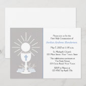 Erste Kommune mit Chalice, grau Einladung (Vorne/Hinten)