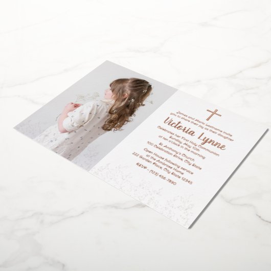 Erste Kommune mit Foto Folien Feiertagskarte (Gedreht)