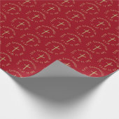 Erste Kommune mit personalisiertem Gold und Rotem  Geschenkpapier (Ecke)