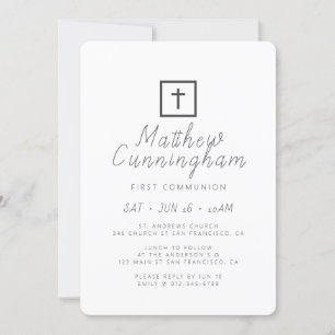 Erste Kommune Modernes Minimalistisches Schwarzes  Einladung