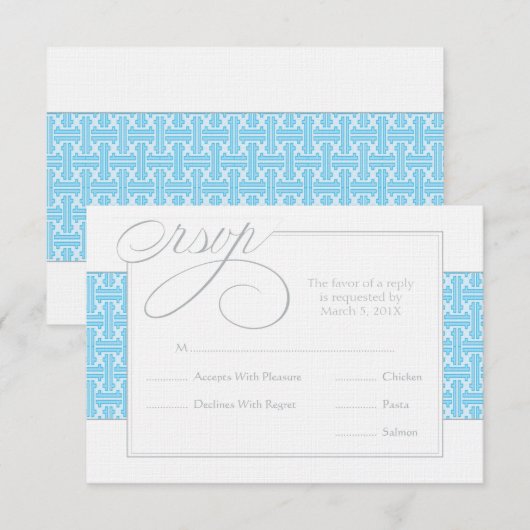 Erste Kommune oder Taufe UAWG | Blau RSVP Karte (Vorne/Hinten)