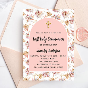 Erste Kommune Pampas Blume Rose Gold Luxus Einladung