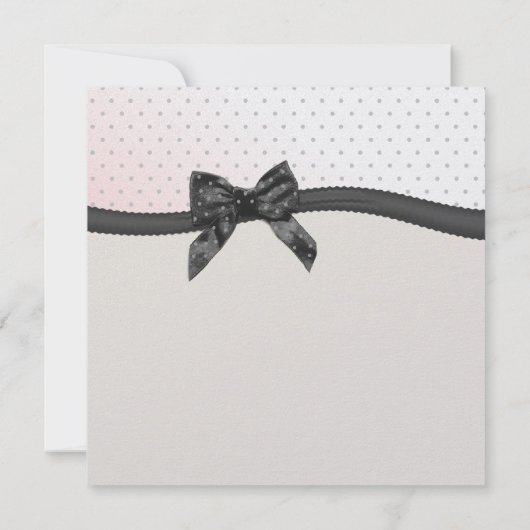 Erste Kommune Pink Polka Dot mit Bow Einladung (Rückseite)