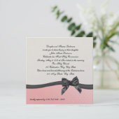 Erste Kommune Pink Polka Dot mit Bow Einladung (Stehend Vorderseite)