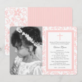 Erste Kommune Rosa Bläschen mit Foto Einladung (Vorne/Hinten)