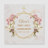 Erste Kommune Rosa Orchideen Gold Marmormagnet Magnetkarte (Vorderseite)