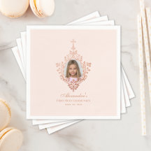 Erste Kommune Rose Gold Cross Girl Foto Blush