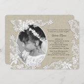 Erste Kommune Rustikale Flora mit Foto Einladung (Vorne/Hinten)