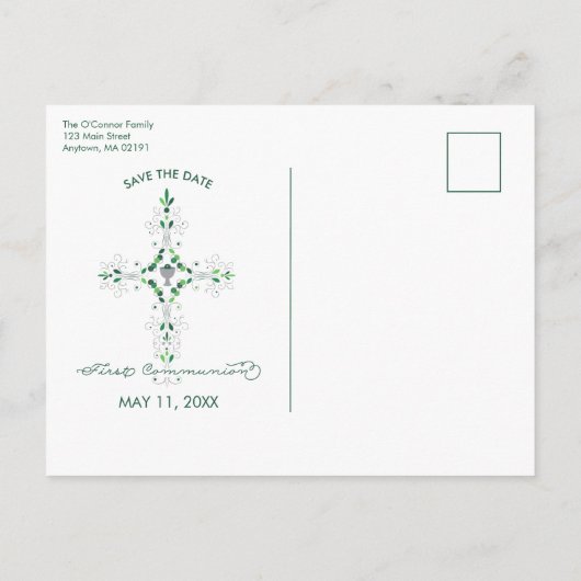 Erste Kommune Save the Date Postkarte, Junge, Mädc Ankündigungspostkarte (Rückseite)