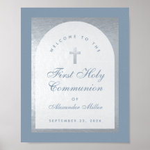 Erste Kommune Silver Arch Dusty Blue Willkommen