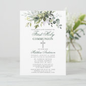 Erste Kommune Silver Sage Green Einladung (Stehend Vorderseite)