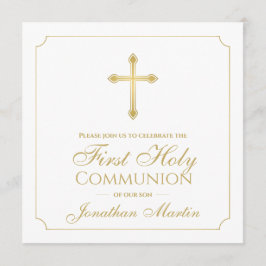 Erste Kommune Simple Gold Cross Boy Christlich Einladung