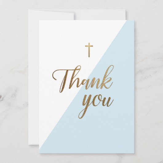 Erste Kommune Vielen Dank Modern Blue Boy Dankeskarte (Vorderseite)