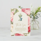 Erste Kommune Vielen Dank Pink Roses (Stehend Vorderseite)