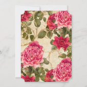 Erste Kommune Vintag rosa Rosen Floral Einladung (Rückseite)