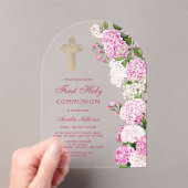 Erste Kommune von Pink Hydrangea Arch Acryleinladungen (Insitu (Handheld))