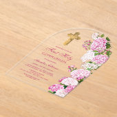 Erste Kommune von Pink Hydrangea Arch Acryleinladungen (Ablage )