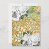 Erste Kommune Wasserfarbengel Gold Glitzer Einladung (Rückseite)