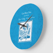 Erste Kommune, Weizen, Trauben blau Große Wanduhr (Winkel)