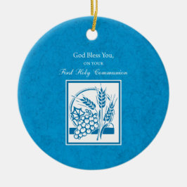 Erste Kommune, Weizen, Trauben blau Keramikornament