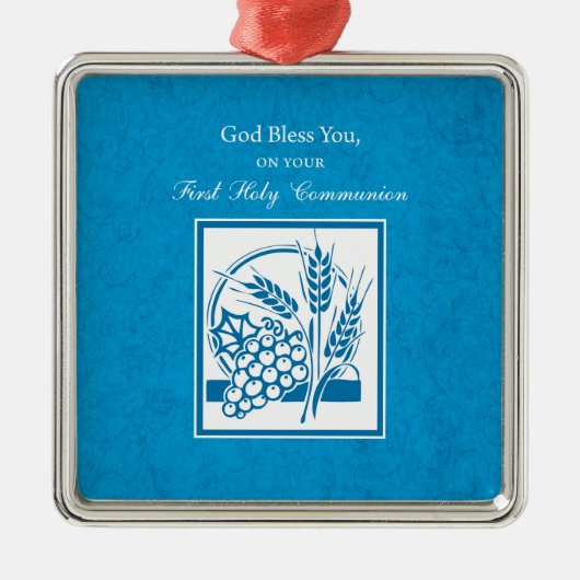 Erste Kommune, Weizen, Trauben blau Ornament Aus Metall (Vorne)