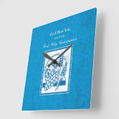 Erste Kommune, Weizen, Trauben blau Quadratische Wanduhr (Winkel)