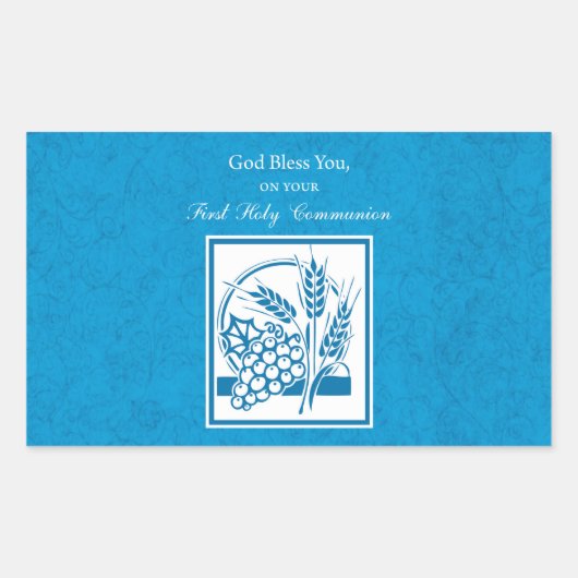 Erste Kommune, Weizen, Trauben blau Rechteckiger Aufkleber (Vorderseite)