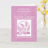 Erste Kommuniekarte der Großtochter, rosa Karte (Gelbe Blume)