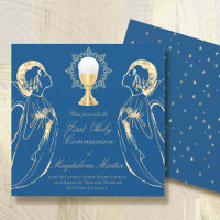 erste kommunion adoring angels auf klassisch blau