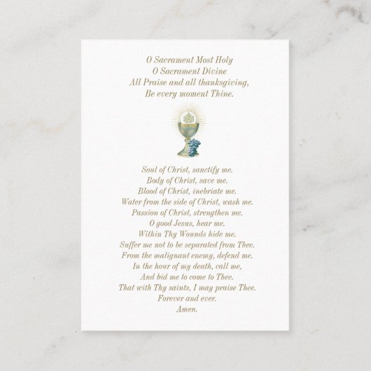 Erste Kommunion Anima Christi Erinnerungsgebet Platzkarte (Rückseite)
