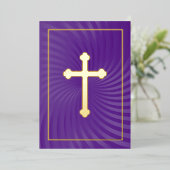 Erste Kommunion / Bestätigung Lila Swirl Cross Folieneinladung (Stehend vorne)