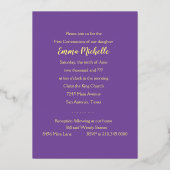 Erste Kommunion / Bestätigung Lila Swirl Cross Folieneinladung (Rückseite)