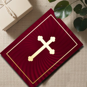 Erste Kommunion / Bestätigung Roter Swirl Folieneinladung