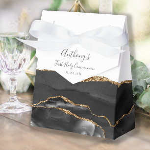 Erste Kommunion Black Gold Achat Schrift Geschenkschachtel