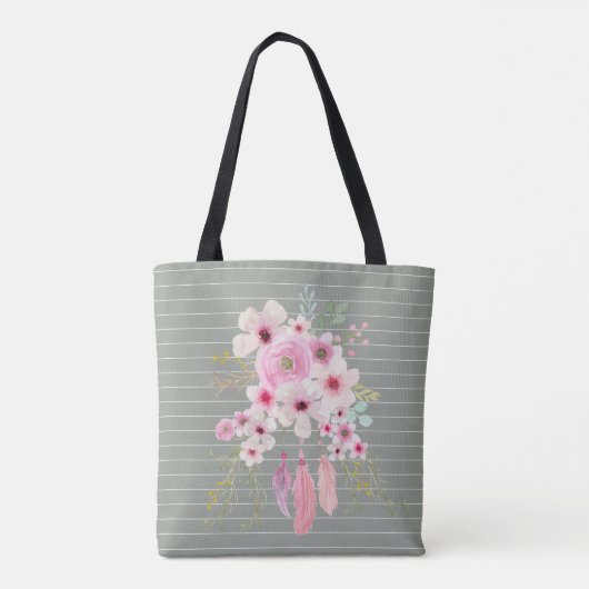 Erste Kommunion Blumenkreuz Girls Sage Pink Tasche (Rückseite)