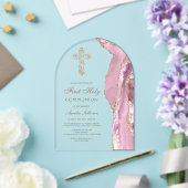 Erste Kommunion Blush Achat Acryleinladungen (Insitu (Hochzeit))