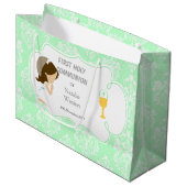 Erste Kommunion Brünett Hair Girl Danke Große Geschenktüte (Vorderseite Schrägansicht)