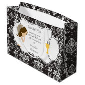 Erste Kommunion Brünett Hair Girl Danke Große Geschenktüte (Rückseite Schrägansicht)