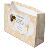 Erste Kommunion Brünett Hair Girl Danke Große Geschenktüte (Rückseite Schrägansicht)