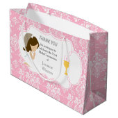 Erste Kommunion Brünett Hair Girl Danke Große Geschenktüte (Rückseite Schrägansicht)