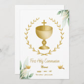 Erste Kommunion - Calisse Goldenes Kreuz Einladung (Vorne/Hinten)