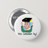 Erste Kommunion Day~~ " Junge mit Bibel " Button (Vorne & Hinten)