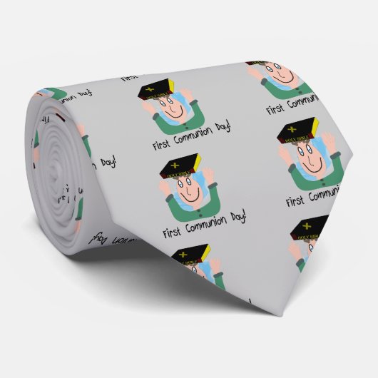 Erste Kommunion Day~~ " Junge mit Bibel " Krawatte (Gerollt)