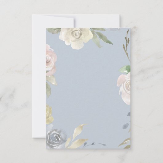 Erste kommunion delikate Aquarellfarben Blume Einladung (Rückseite)