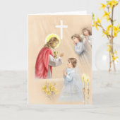 Erste Kommunion des Mädchens Karte (Gelbe Blume)