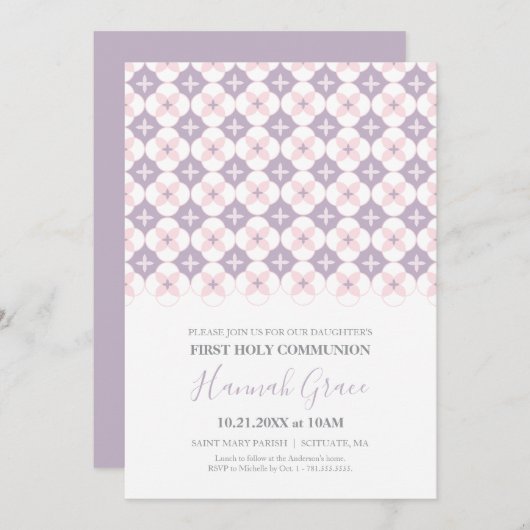 Erste Kommunion Einladung Mädchen 1. Kommunion (Vorne/Hinten)