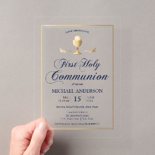 Erste Kommunion Elegante Einladung in Gold