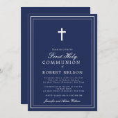 Erste Kommunion Elegantes Klassisches Kreuz Einladung (Vorne/Hinten)