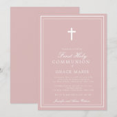 Erste Kommunion Elegantes Klassisches Kreuz Einladung (Vorne/Hinten)