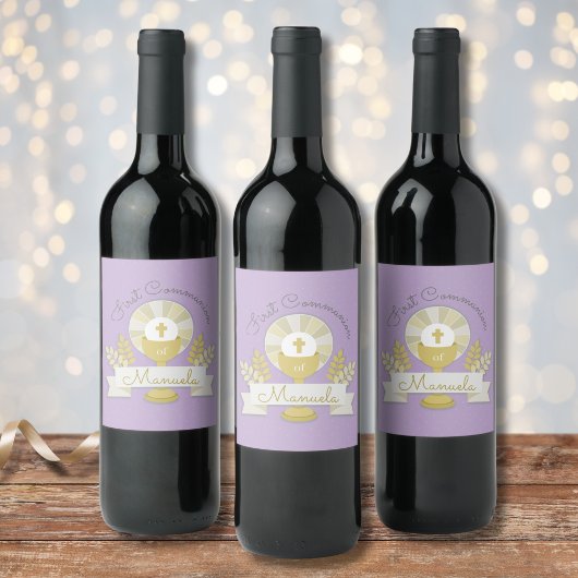 Erste Kommunion, erste Kommunion von Lila Weinetikett